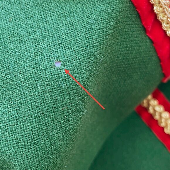 Vintage Midcentury Christmas Tablecloth Green Red Sequin Bells Gold Fringe Xmas - Picture 6 of 6